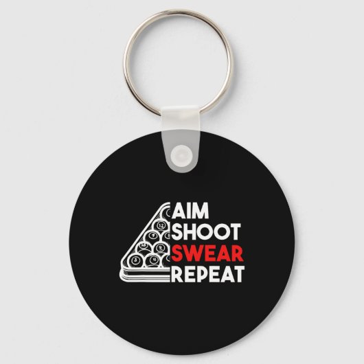 Billiard Pool Aim Shoot Swear Herhaal Sleutelhanger (Voorkant)