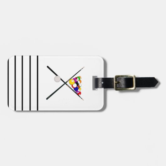 Billiard Pool Balls en Cues Bagagelabel (Voorkant horizontaal)