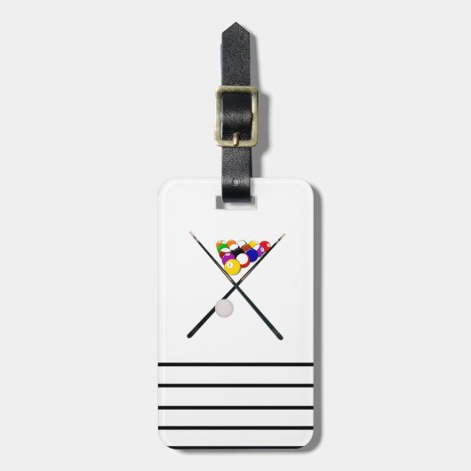 Billiard Pool Balls en Cues Bagagelabel (Voorkant verticaal)
