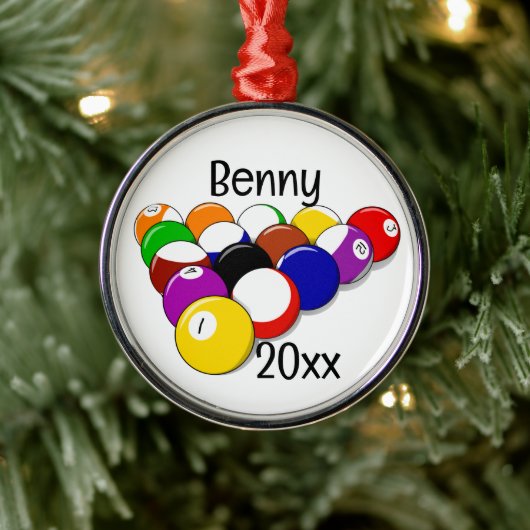 Billiard Pool Balls en Cues Metalen Ornament (Boom)