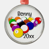 Billiard Pool Balls en Cues Metalen Ornament (Voorkant)