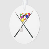 Billiard Pool Balls en Cues Ornament (voorkant)