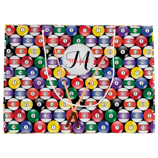 Billiard Pool Balls met monogram Groot Cadeauzakje (Achterkant)