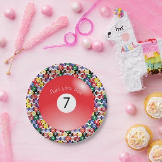 Billiard Pool Balls Solid Number 7 Papieren Bordje (Feest)