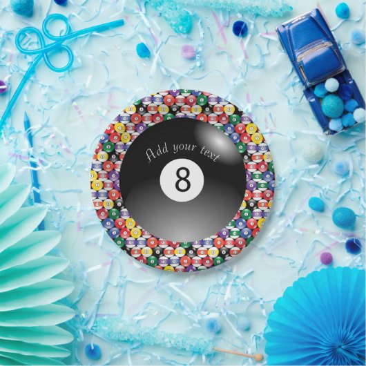 Billiard Pool Balls Solid Number Acht Papieren Bordje (Feest)