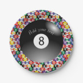 Billiard Pool Balls Solid Number Acht Papieren Bordje (Voorkant)