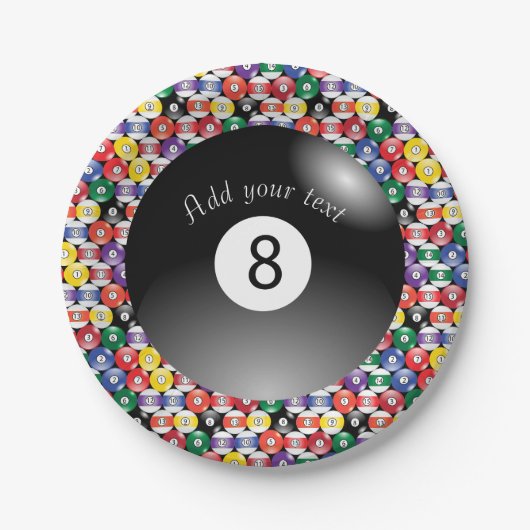Billiard Pool Balls Solid Number Acht Papieren Bordje (Voorkant)