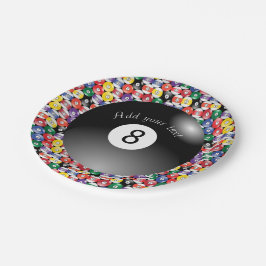 Billiard Pool Balls Solid Number Acht Papieren Bordje
