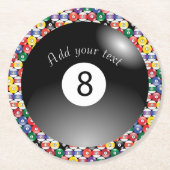 Billiard Pool Balls Solid Number Acht Ronde Kartonnen Onderzetter (Voorkant)