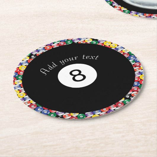 Billiard Pool Balls Solid Number Acht Ronde Kartonnen Onderzetter (Gebogen)