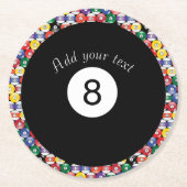 Billiard Pool Balls Solid Number Acht Ronde Kartonnen Onderzetter (Voorkant)