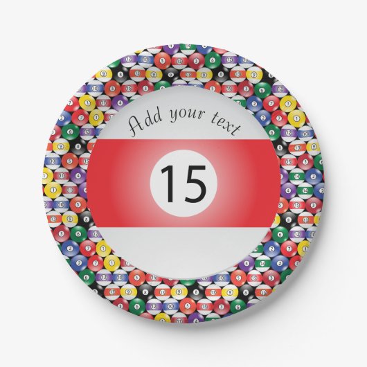 Billiard Pool Balls Stripe Number 15 Papieren Bordje (Voorkant)
