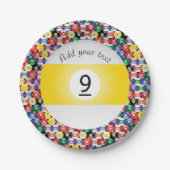 Billiard Pool Balls Stripe Number Nine Papieren Bordje (Voorkant)