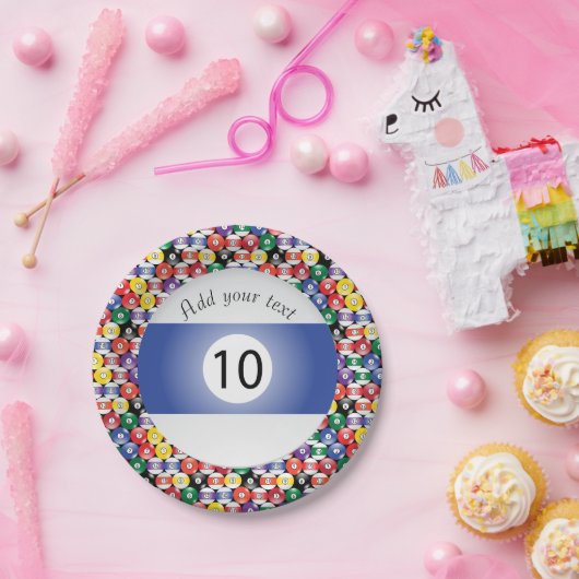 Billiard Pool Balls Stripe Number Tien Papieren Bordje (Feest)