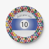 Billiard Pool Balls Stripe Number Tien Papieren Bordje (Voorkant)