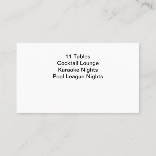 Billiard Pool Hall Business Cards Visitekaartje (Achterkant)