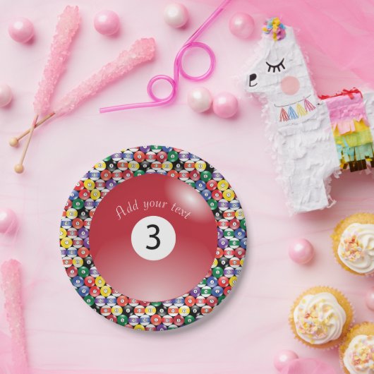 Billiard Pool is vast nummer drie Papieren Bordje (Feest)