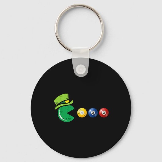 Billiard Pool St. Patrick's Day Retro Game Sleutelhanger (Voorkant)