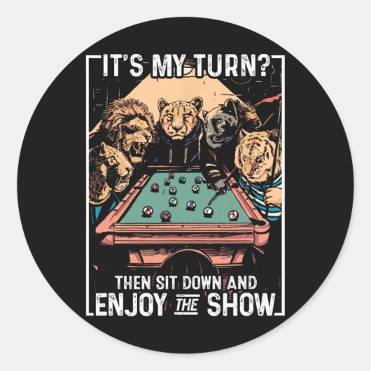 Billiard Rack Cue Stick Pool Table Billiard Playe Ronde Sticker (Voorkant)