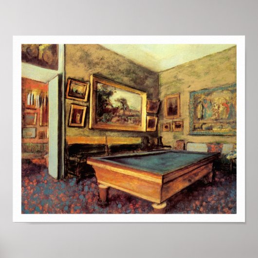 Billiard Room in Meni-Hubert door Degas Poster (Voorkant)