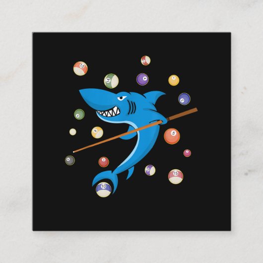 Billiard Shark 8 Ball Player Pool Table Cue Stick Vierkante Visitekaartje (Voorkant)