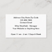 Billiard Snooker Hall Theme Business Cards Visitekaartje (Achterkant)