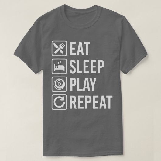 Billiard Snooker PoolEat Sleep Herhalen T-shirt (Design voorkant)