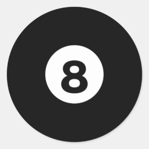 Billiard Solid Black Ball 8 Ronde Sticker