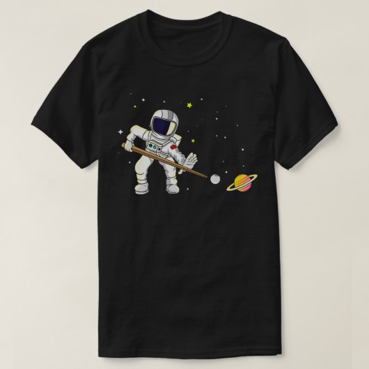 Billiard Spelers Billiard Stick Astronaus B T-shirt (Design voorkant)