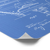 Billiard-tabel 1909 Patent Art - Blauwdruk Poster (Hoek)