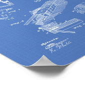 Billiard Table 1880 Patent Art Blueprint Poster (Hoek)