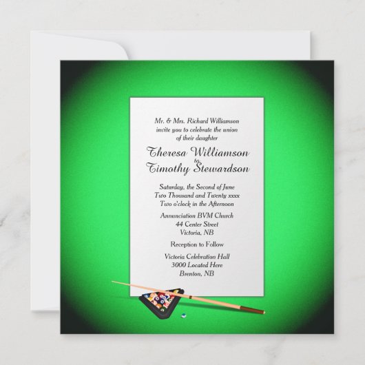 Billiard Theme Weddenschap Kaart (Voorkant)