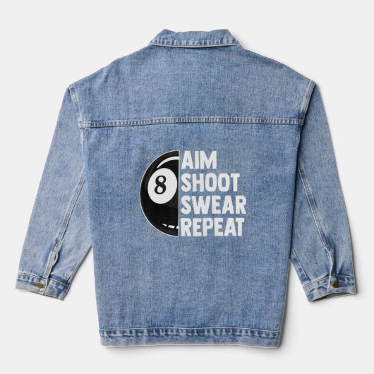 Billiard Tournament 8 Ball Pool Aim Shoot Swear Denim Jacket (Achterkant)