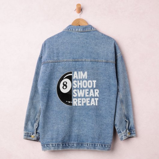 Billiard Tournament 8 Ball Pool Aim Shoot Swear Denim Jacket (Hangar)