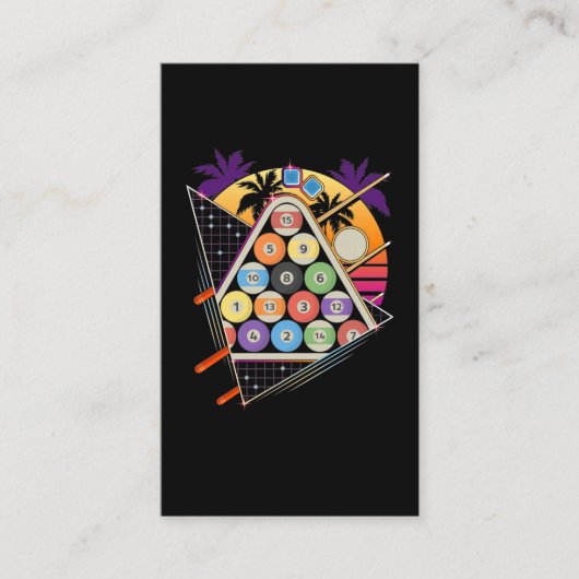 Billiard Vaporwave 80s 90s Snooker Pool Player Visitekaartje (Voorkant)