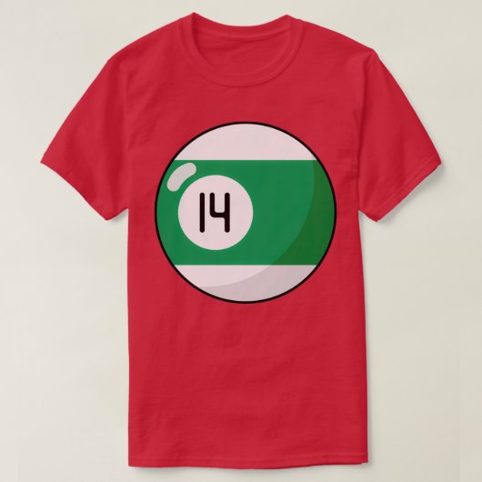 Billiardbal 14 groen en wit t-shirt (Design voorkant)