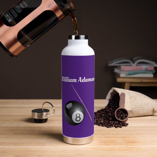 Billiardbal en Keu Personaliseer Waterfles (Koffie (Gedraaid) )