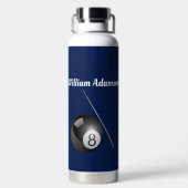 Billiardbal en Keu Personaliseer Waterfles (Achterkant)