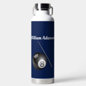 Billiardbal en Keu Personaliseer Waterfles (Voorkant)