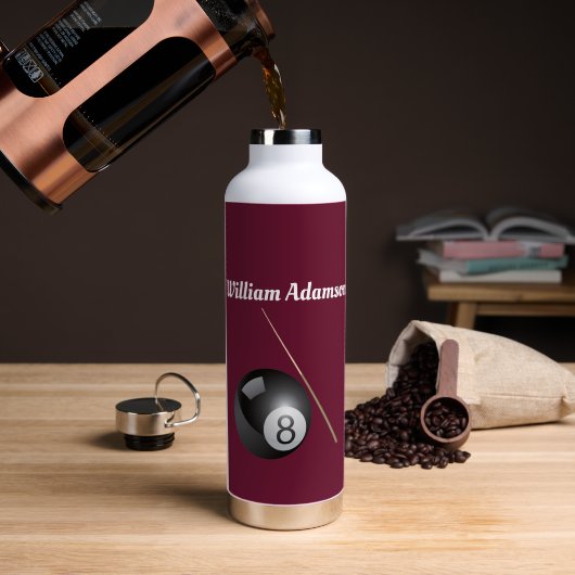 Billiardbal en keu personaliseren waterfles (Koffie (Gedraaid) )