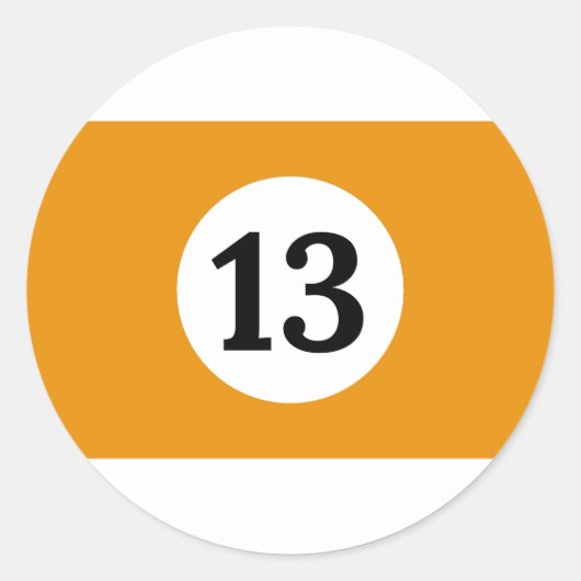 Billiardband Oranje Ball 13 Ronde Sticker (Voorkant)