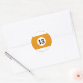 Billiardband Oranje Ball 13 Ronde Sticker (Envelop)