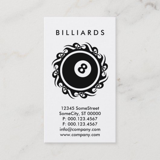 BILLIARDEN VISITEKAARTJE (Voorkant)