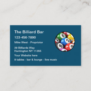 Billiardhal Cocktail Lounge Visitekaartje