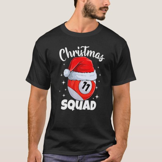 Billiards 11 Ball Christmas Squad Pool Balls Billi T-shirt (Voorkant)