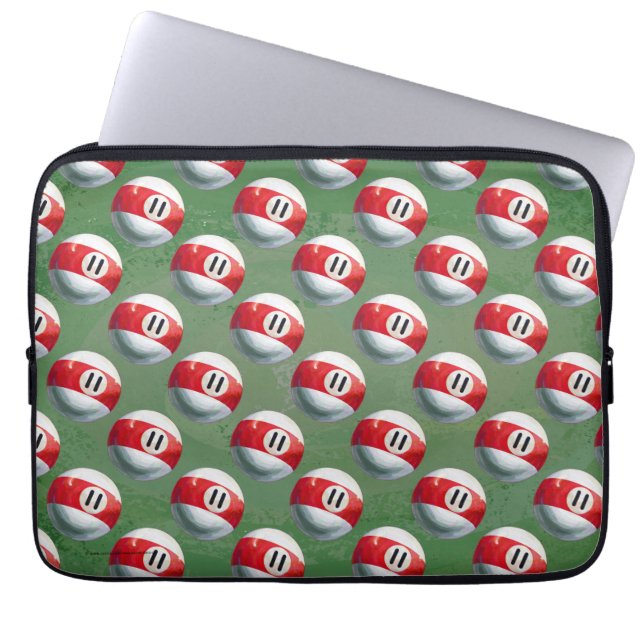 Billiards 11-balpatroon laptop sleeve (Voorkant)