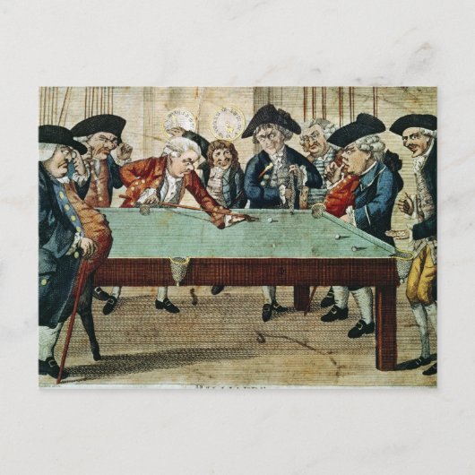 Billiards, 18e eeuw etching door R. Sayer Briefkaart (Voorkant)