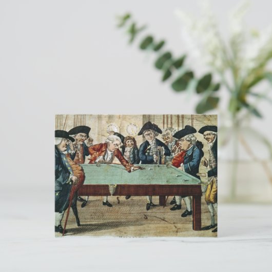 Billiards, 18e eeuw etching door R. Sayer Briefkaart (Staand voorkant)