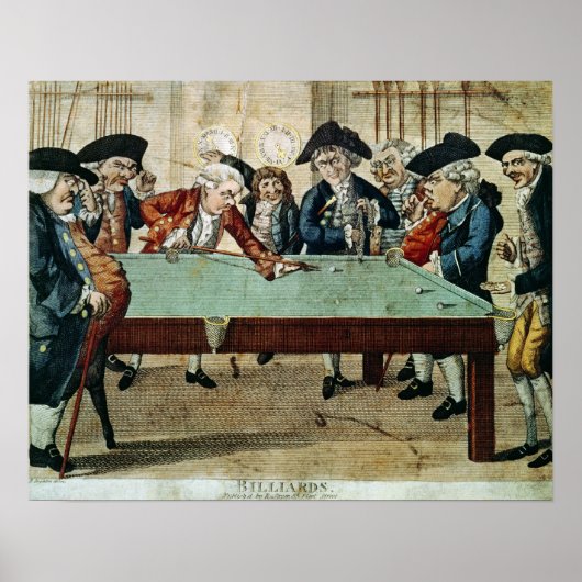 Billiards, 18e eeuw etching door R. Sayer Poster (Voorkant)