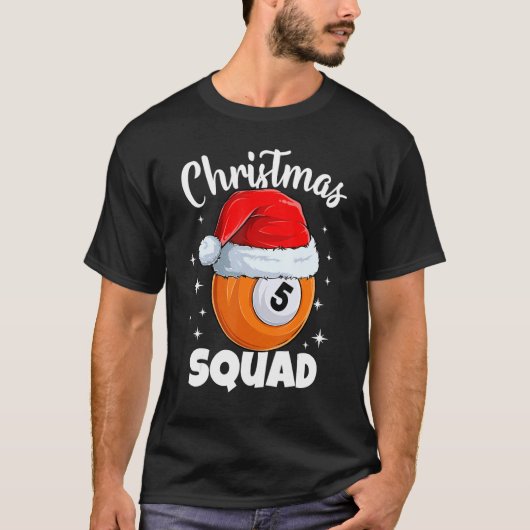 Billiards 5 Ball Christmas Squad Pool Balls Billia T-shirt (Voorkant)